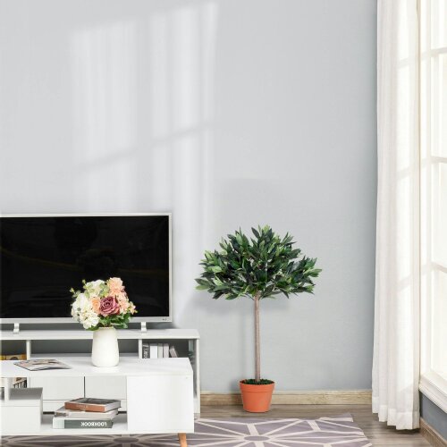 Wyld Haus Miva Set Of 2 Artificial Olive Style Trees In Green With Orange Pots