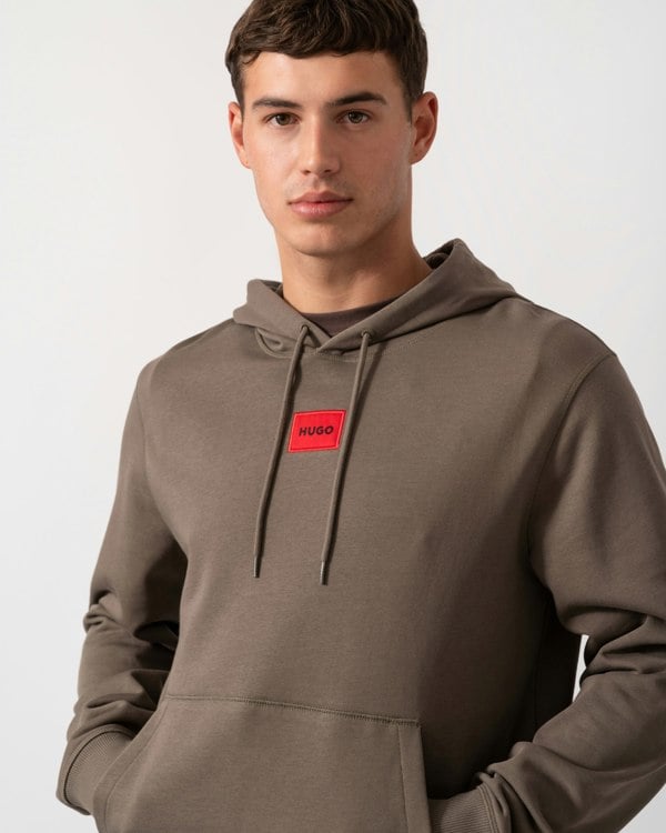 HUGO Daratschi214 Label Logo Mens Hoodie - Medium Grey 032