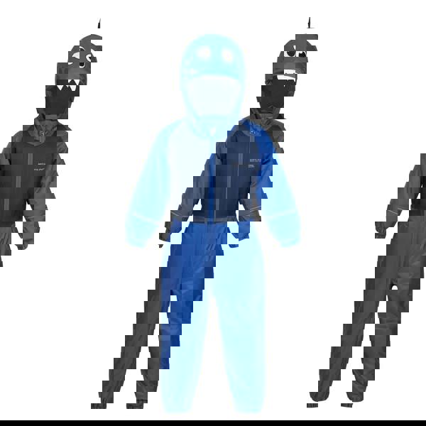 Regatta Childrens/Kids Mudplay III Hooded Rainsuit - Nautical Blue - 