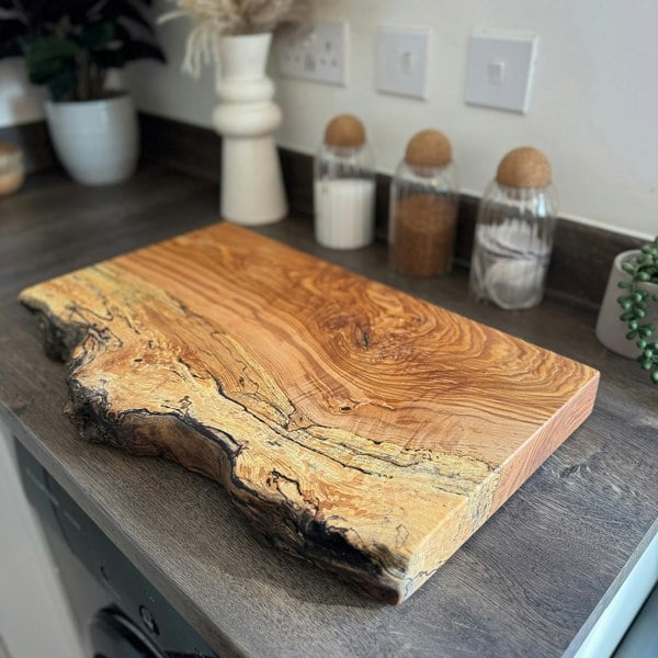 Giraffes & Craftz RARE Live Edge Ash Chopping Board - Unique Large Spalted Ash Cutting Board