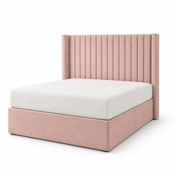 Great British Beds Small Line Winged Divan Bed - Pink Plush