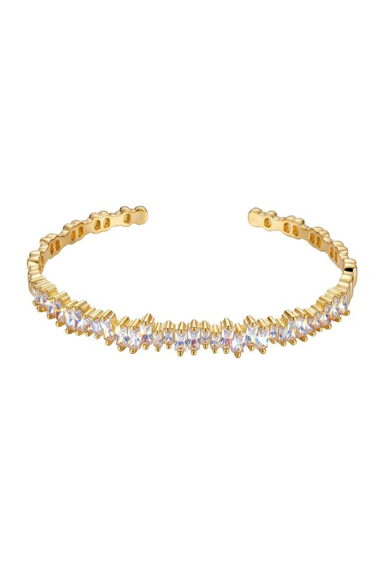 Latelita Baguette Ice Cuff Bangle Gold White