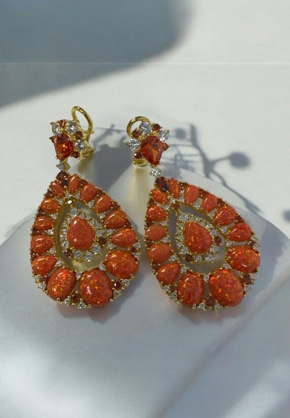 Latelita Paloma Fire Opal Drop Earrings Gold