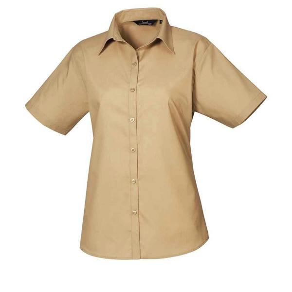 Premier Womens/Ladies Poplin Short-Sleeved Blouse - Khaki