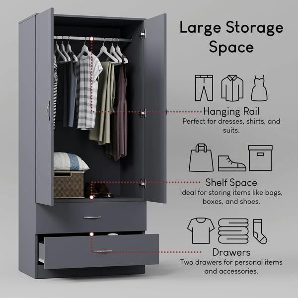 Vida Designs Riano 2 Door 2 Drawer Wardrobe