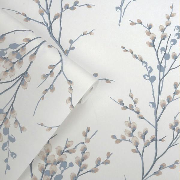 Laura Ashley Pussy Willow Wallpaper - Seaspray - 10m