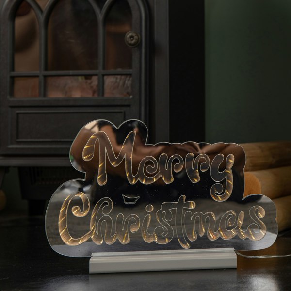 Samuel Alexander 32cm Light up Merry Christmas Infinity Decoration with White LEDs