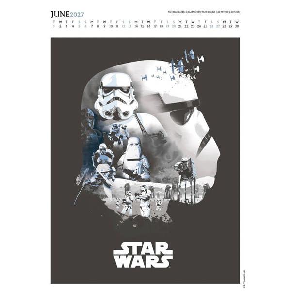 Disney Star Wars, Collector's Edition A3 Calendar 2027, Wall Calendars, Month To View, Entertainment, Gift