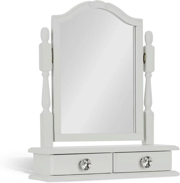 Statement Furniture Juliette Dressing Table Set with Trinket Mirror and Crystal Handles. French Vanity Table, Stool, Mirror with Storage