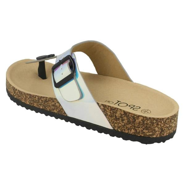 Spot On Ladies Spot On Flat Hologram Sandals