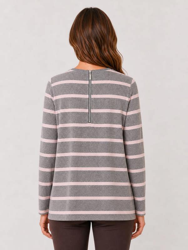 TIGI Yarn Dye Stripe Zip Detail Top