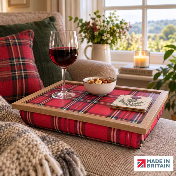 Made in the Mill Royal Stewart Red Tartan Luxury Lap Tray with Bean Bag