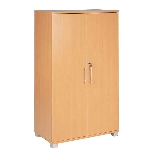 MMT Furniture Designs Beech wooden Filing cabinet with 2 shelves - 2 Door Lockable Filing Cabinet - Tall wood Office Storage Cupboard Organiser