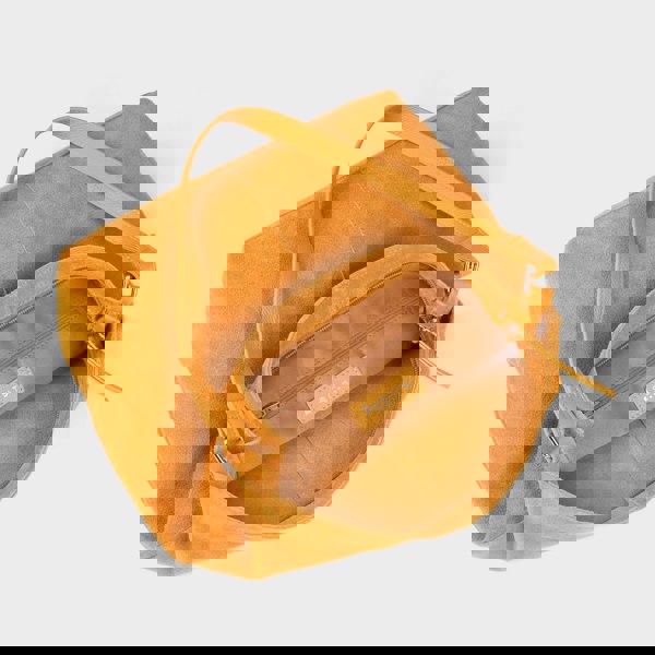 Assots London 'TINA' Mustard Suede Real Leather Unlined Slouchy Shopper Tote Bag