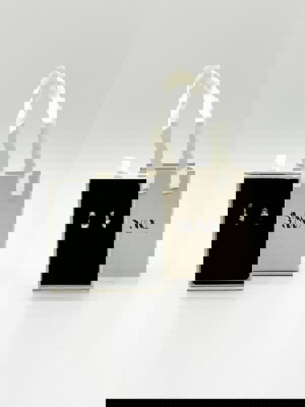 SVNX Mini Pearl Diamante Earrings in Silver Colour