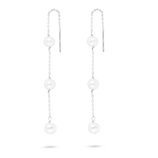 Gold Trip Triple Pearl Threader Earrings