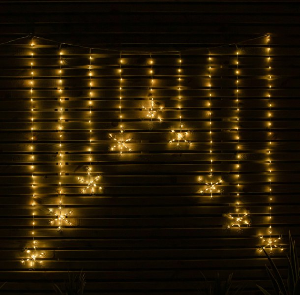 Samuel Alexander 1.2m x 1.2m FlexiBrights Christmas Snowflake Curtain Lights with 267 Warm White LEDs