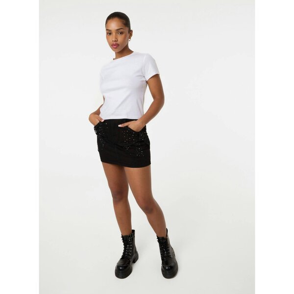 Pink Vanilla Diamante Bow Denim Mini Skirt