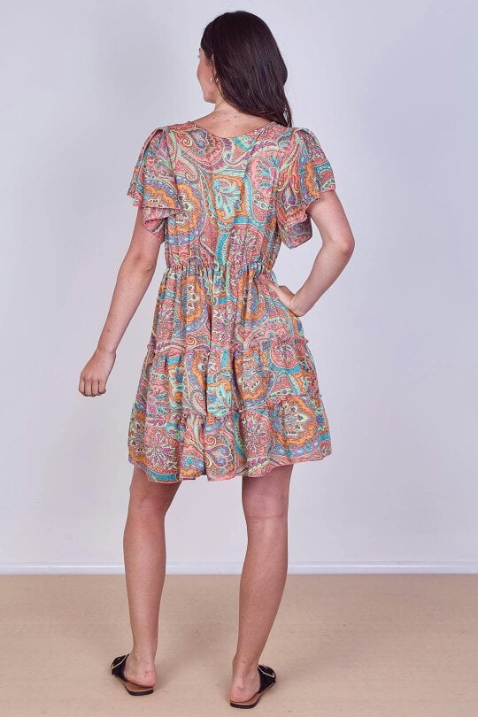 Elaina Fashion Mini Dress – Effortless Boho Style with Paisley Print