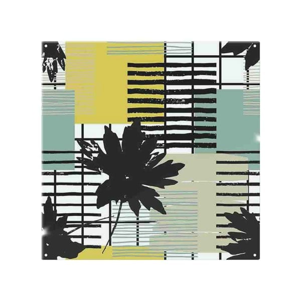 Benjamin Tate Design Geometric Shape & Leaf Print In Yellow & Green Splash Back