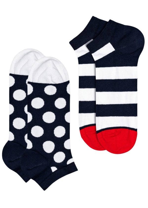Happy SocksSocks 2 - pack2 - pack Big Dot Stripe Low Socks, Navy/WhiteBoxers - and - Briefs.net