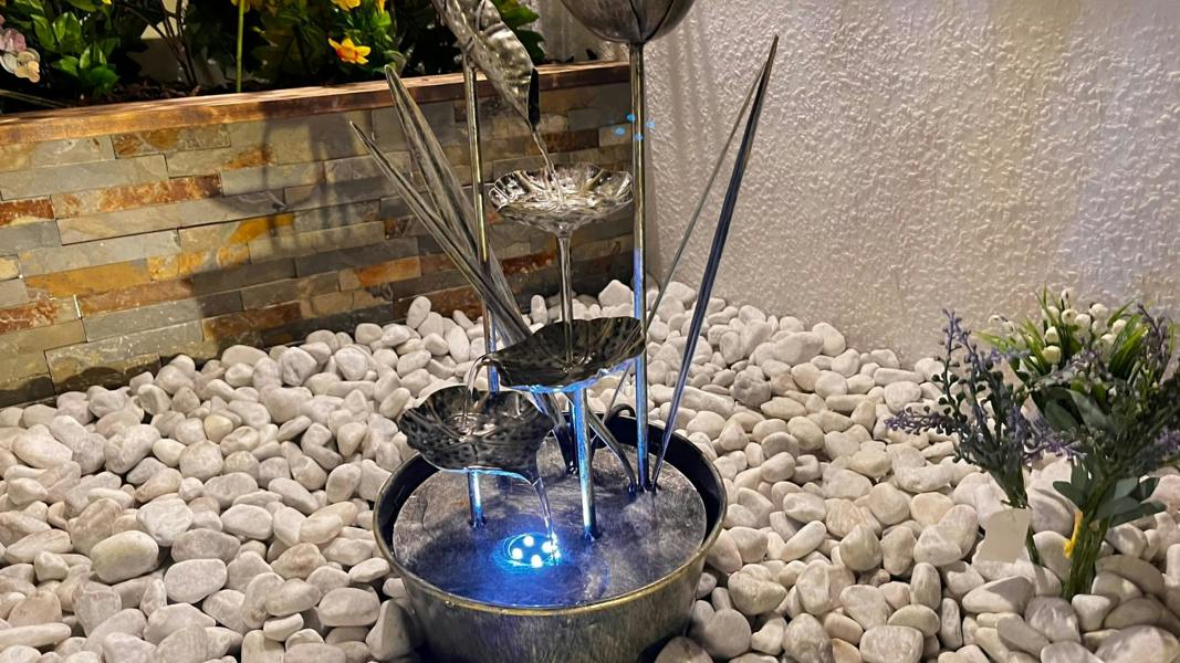 Tranquillity Water Features Small Flower Modern Metal Water Feature