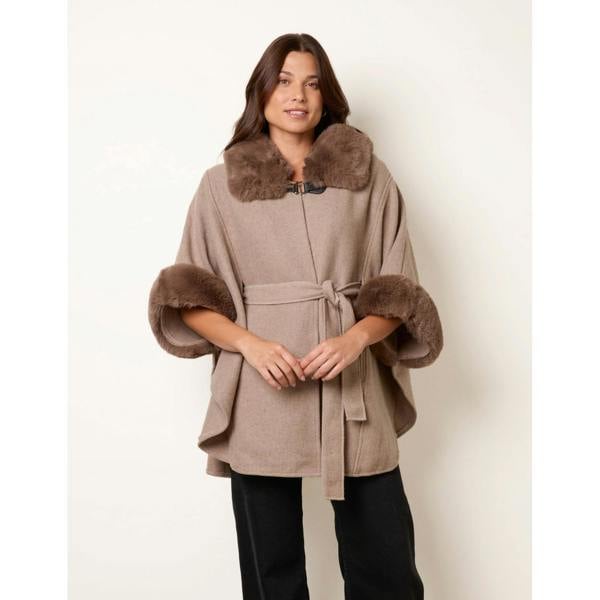 Blue Vanilla Faux Fur Trimmed Cape