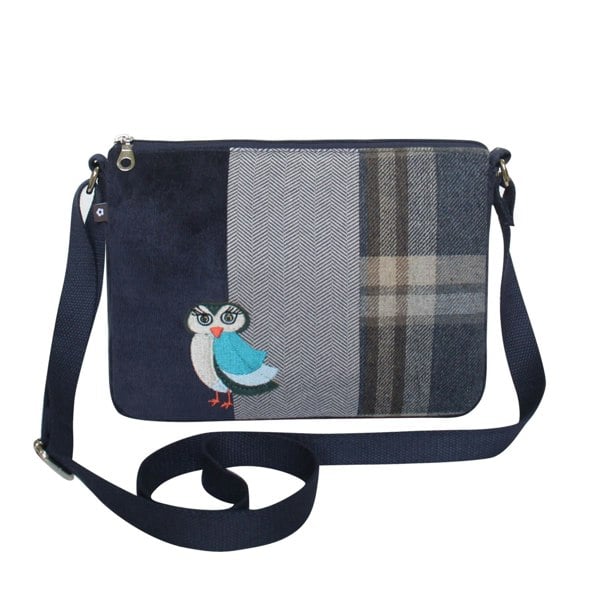 Earth Squared Tweed Messenger Bag – Owl Appliqué