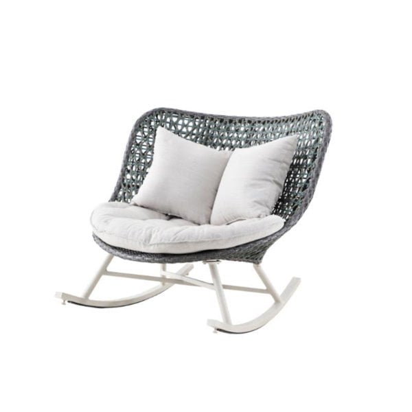 Temescal Rattan Garden Rocking Chair, Indoor/ Outdoor Furniture-Weilai Concept-Blue-Weilai Concept