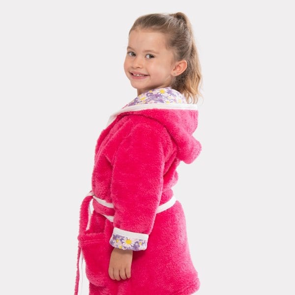 Luca and Rosa Dizzy Daisy Print Pink Girls Dressing Gown