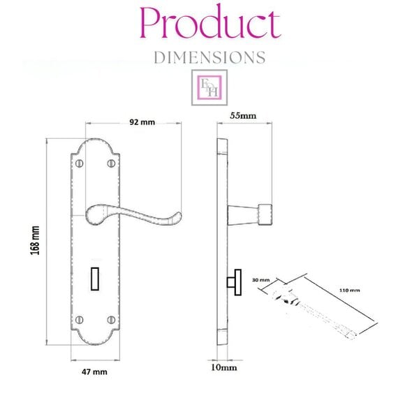 EDH Door Hardware Satin Nickel Bathroom Door Handle – Epsom Style Victorian Scroll Privacy Lever