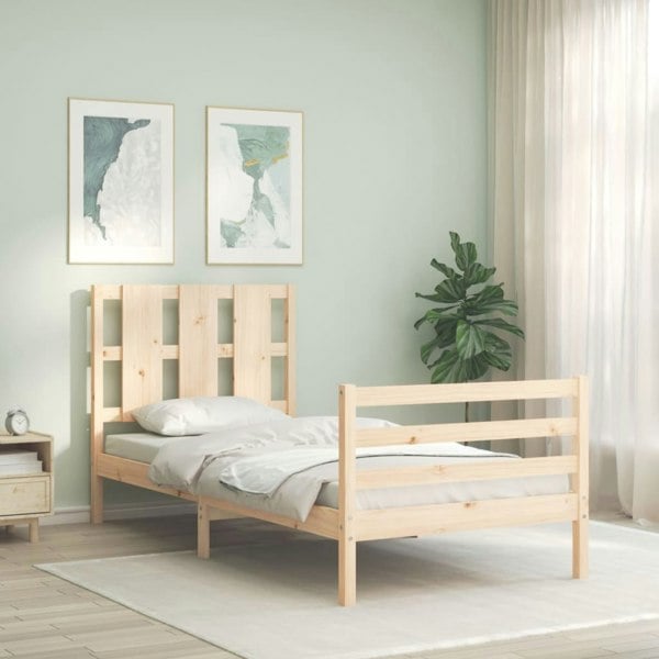 Berkfield Bed Frame with Headboard 100x200 cm Solid Wood