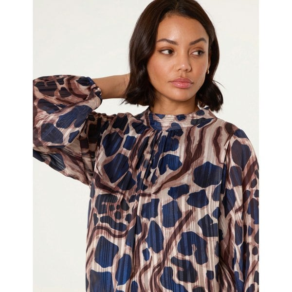 Blue Vanilla Metallic Stripe Puffball Blouse