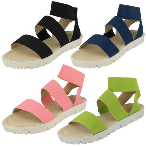 Down to Earth Ladies Down To Earth Elasticated Flat Sandals