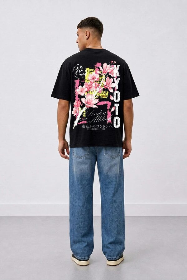 London Attitude Japanese Blossom Oversized Heavyweight T-Shirt