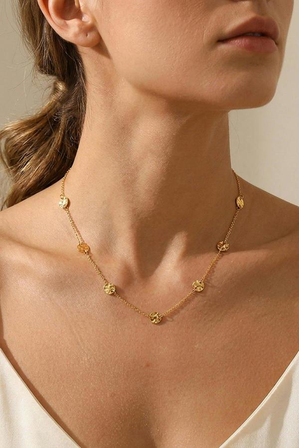 ARIIRA Isadora Hammered Disc Station Necklace