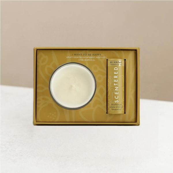 I Want To Be HAPPY Gift Set including Happy balm and happy candle 