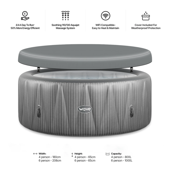 Wave Atlantic | 4-6 Person Inflatable Hot Tub | Integrated Heater