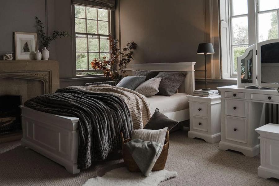 Statement Furniture Gainsborough White Wooden Bed Frame 4ft6, 5ft Hamptons Style