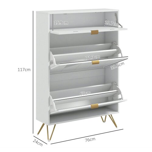 Wyld Haus Molari Doha Wooden White Narrow Shoe Cabinet With 2 Flip Drawers