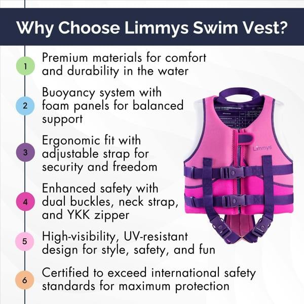 Limmys Premium Neoprene Swim Vest - Berry Pink