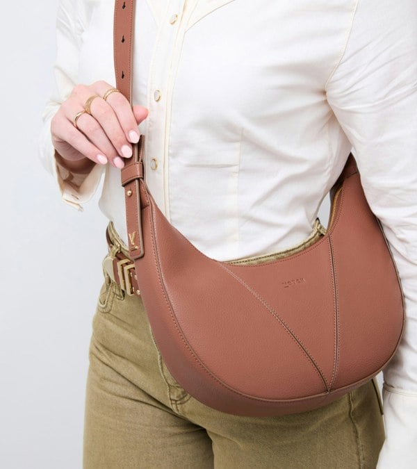 Votch River Vegan Bio-Based Bamboo Leather Hobo Bag in Brown