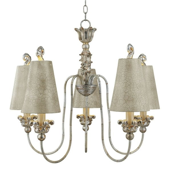 5 Bulb Chandelier Hanging Pendant LIght Silver and Gold LED E27 60W Bulb Loops