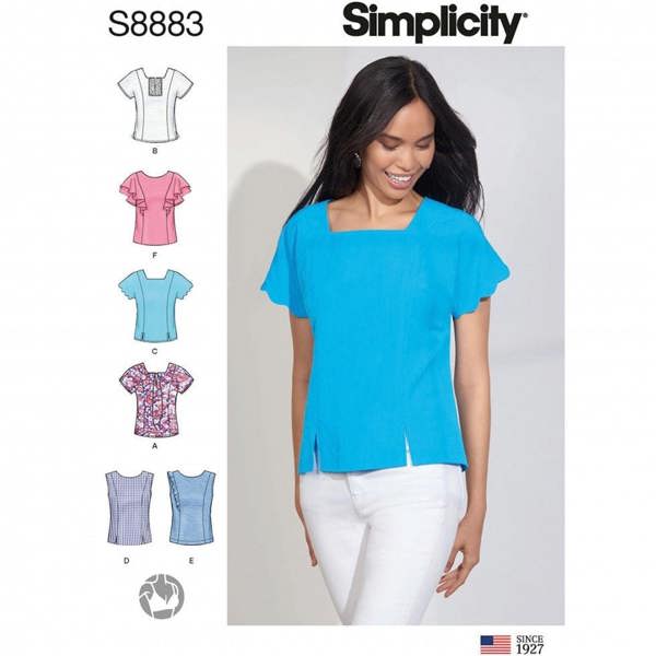 Simplicity Sewing Pattern 8883, Tops for Women, H5 (6-8-10-12-14) - Intermediate