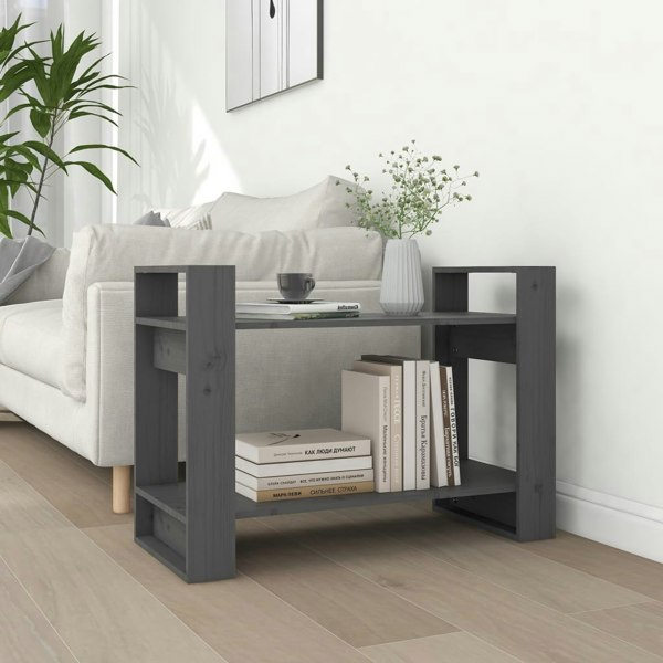 Berkfield Book Cabinet/Room Divider Grey 80x35x56.5 cm Solid Wood Pine