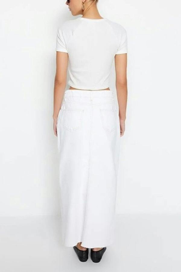 WOVCOR Slit Maxi Denim Skirt