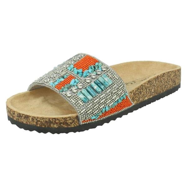 Spot On Ladies Spot On Beaded Mules F00348