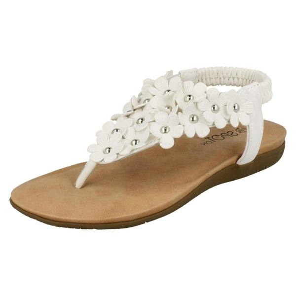 Spot On Girls Spot On Flat Flower Trim Toepost Sandals