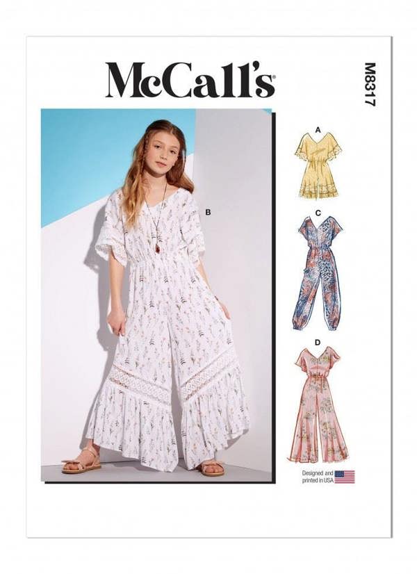 McCalls 8317 Paper Sewing Pattern – Kids' & Teens' Jumpsuit, Size 7-16, Easy
