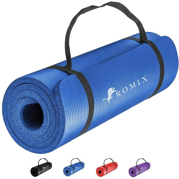 ROMIX Yoga Mat 10mm Thick, 180 x 60cm Non Slip Foam Exercise Mat with Carry Bag and Strap